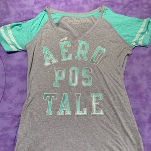 aeropostale gray and blue shirt